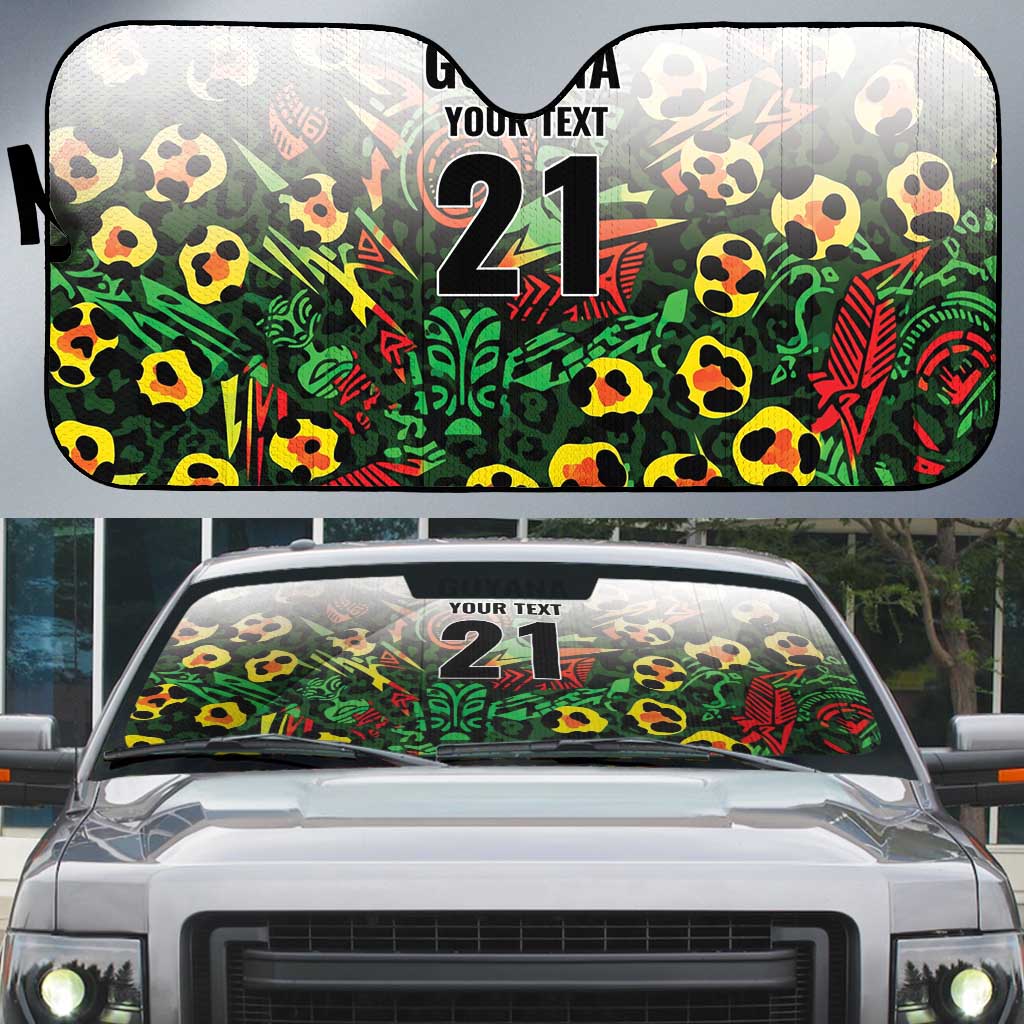 Custom Guyana Football Auto Sun Shade Spirit of the Jaguar - White - Wonder Print Shop