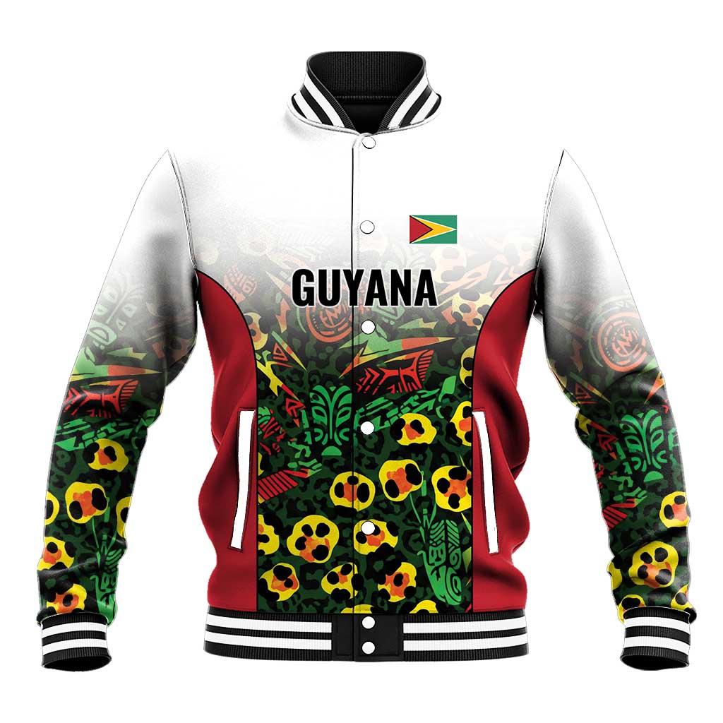 Custom Guyana Football Baseball Jacket Spirit of the Jaguar - White - Wonder Print Shop