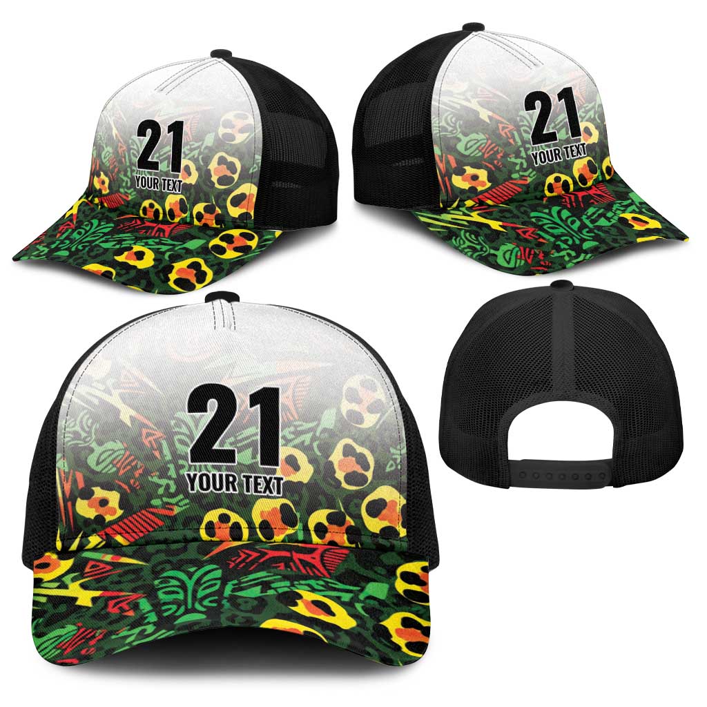 Custom Guyana Football Baseball Net Cap Spirit of the Jaguar - White - Wonder Print Shop