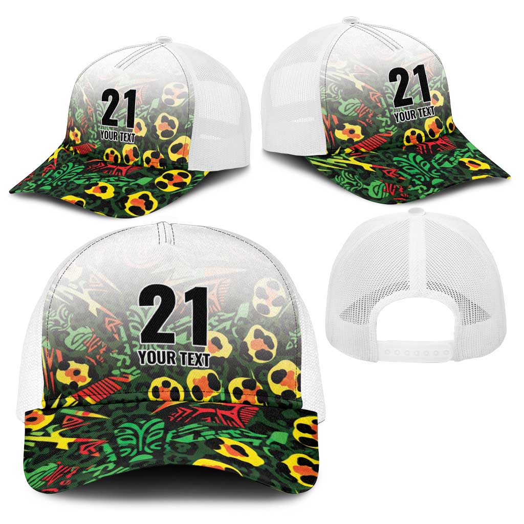 Custom Guyana Football Baseball Net Cap Spirit of the Jaguar - White - Wonder Print Shop