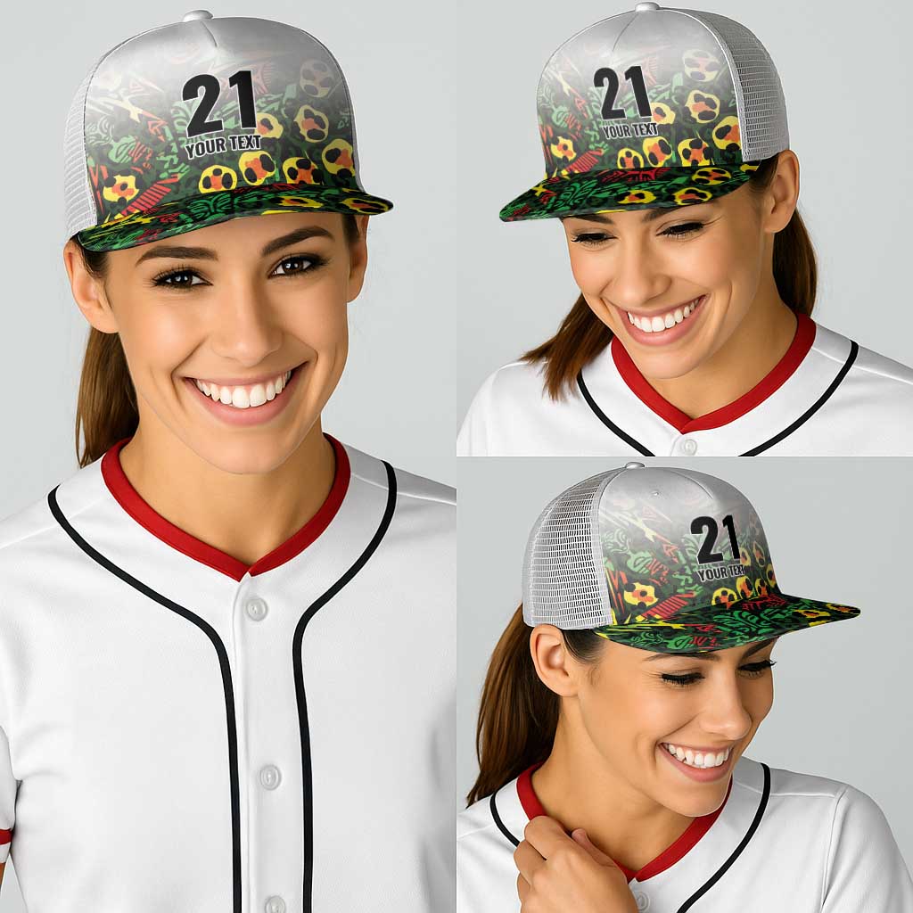 Custom Guyana Football Baseball Net Cap Spirit of the Jaguar - White - Wonder Print Shop
