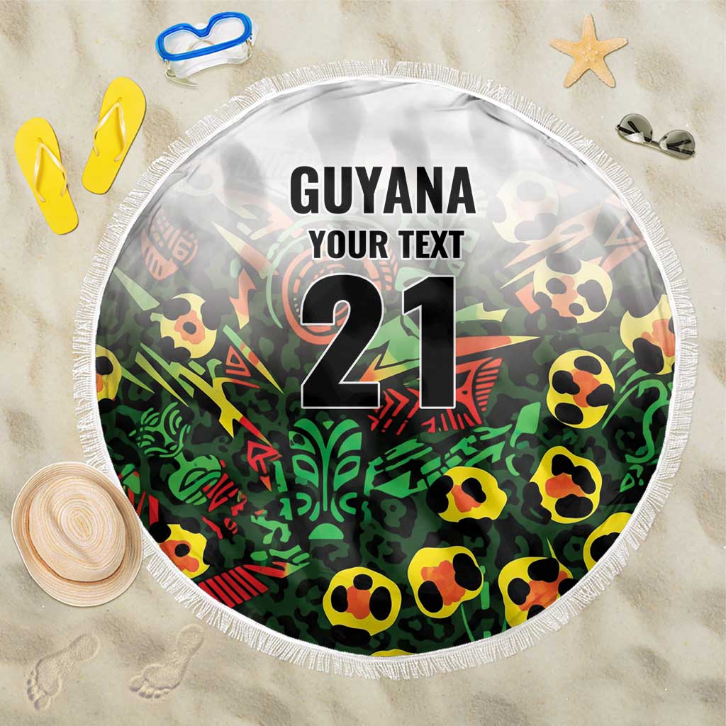Custom Guyana Football Beach Blanket Spirit of the Jaguar - White - Wonder Print Shop