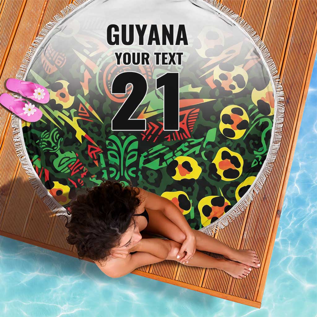 Custom Guyana Football Beach Blanket Spirit of the Jaguar - White - Wonder Print Shop