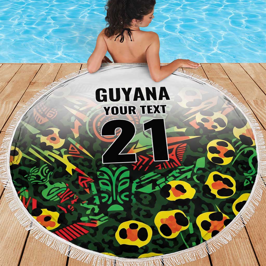 Custom Guyana Football Beach Blanket Spirit of the Jaguar - White - Wonder Print Shop