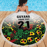 Custom Guyana Football Beach Blanket Spirit of the Jaguar - White - Wonder Print Shop