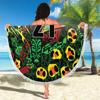 Custom Guyana Football Beach Blanket Spirit of the Jaguar - White - Wonder Print Shop