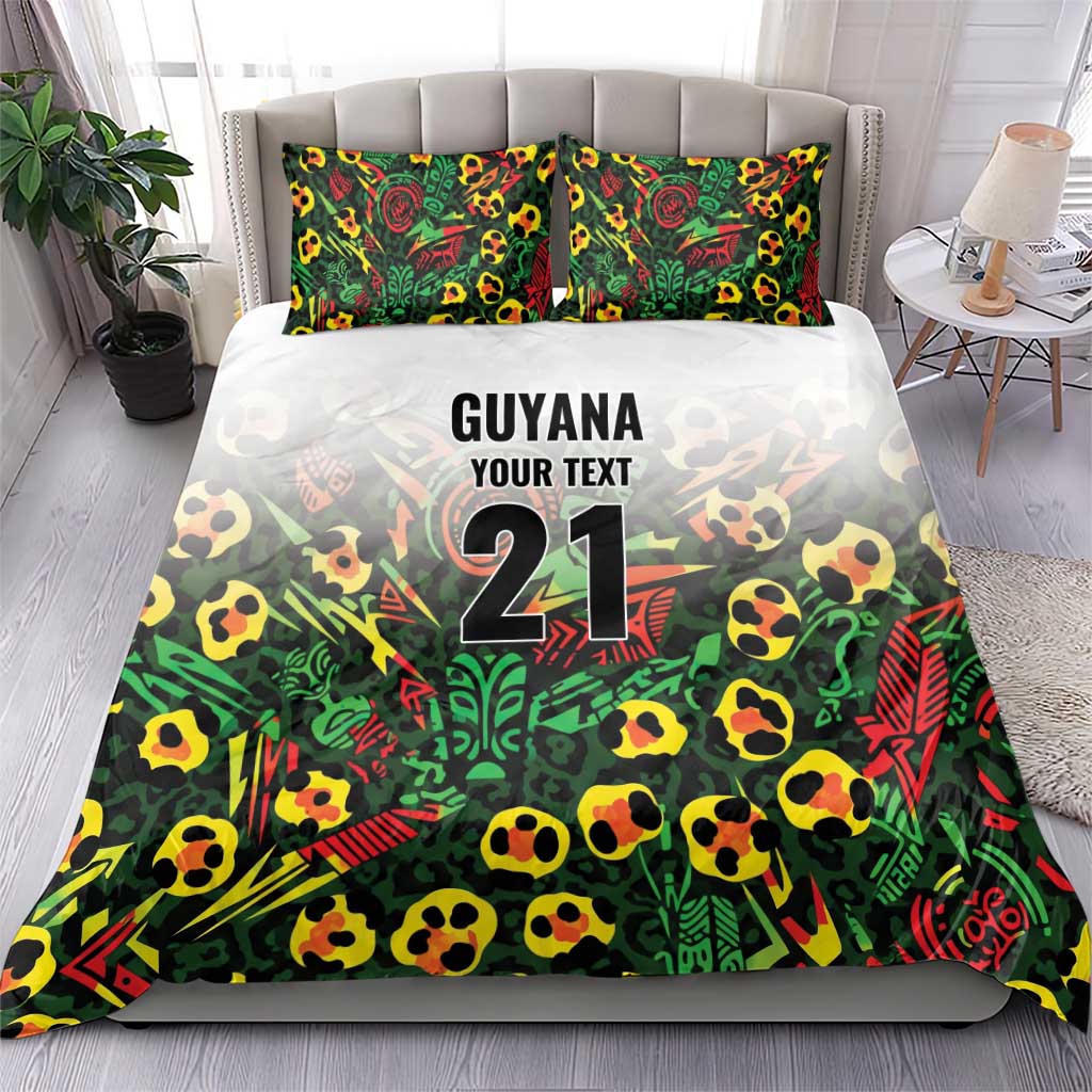 Custom Guyana Football Bedding Set Spirit of the Jaguar - White - Wonder Print Shop