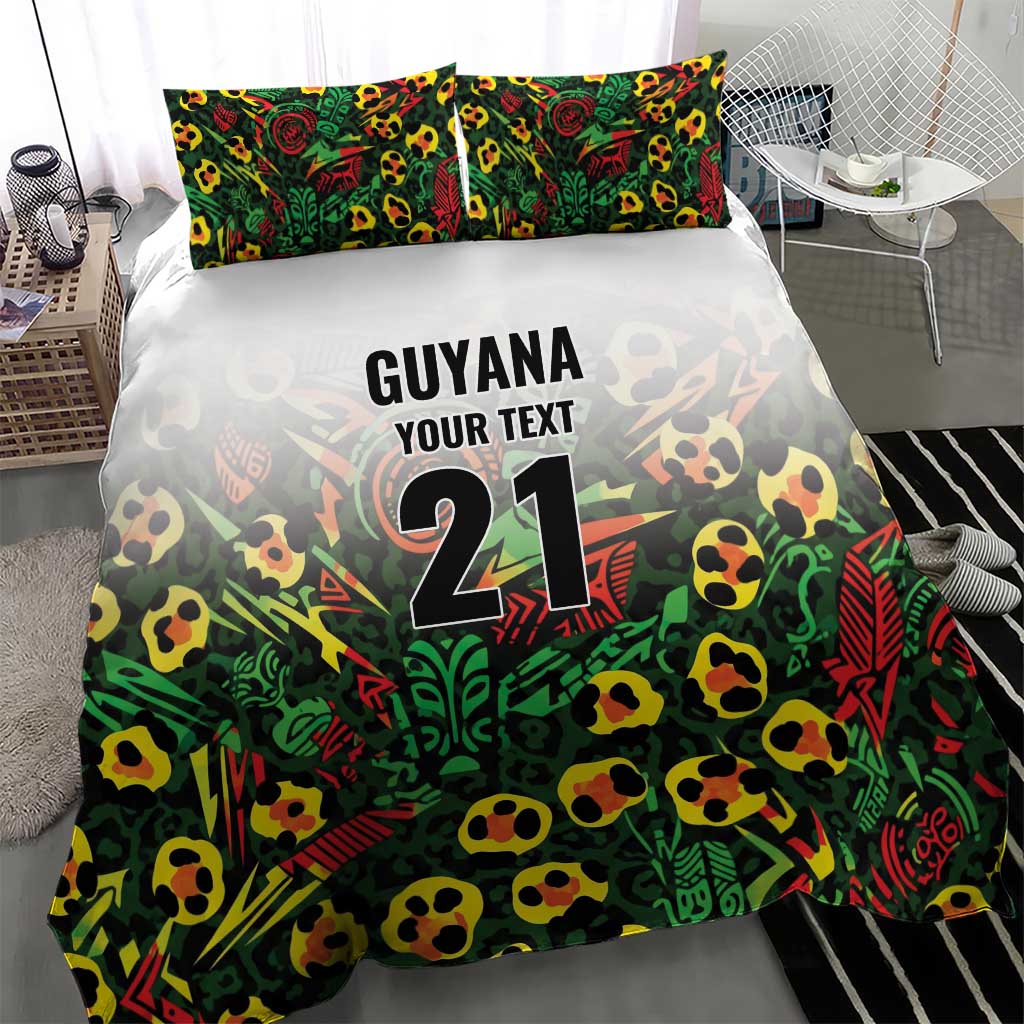 Custom Guyana Football Bedding Set Spirit of the Jaguar - White - Wonder Print Shop