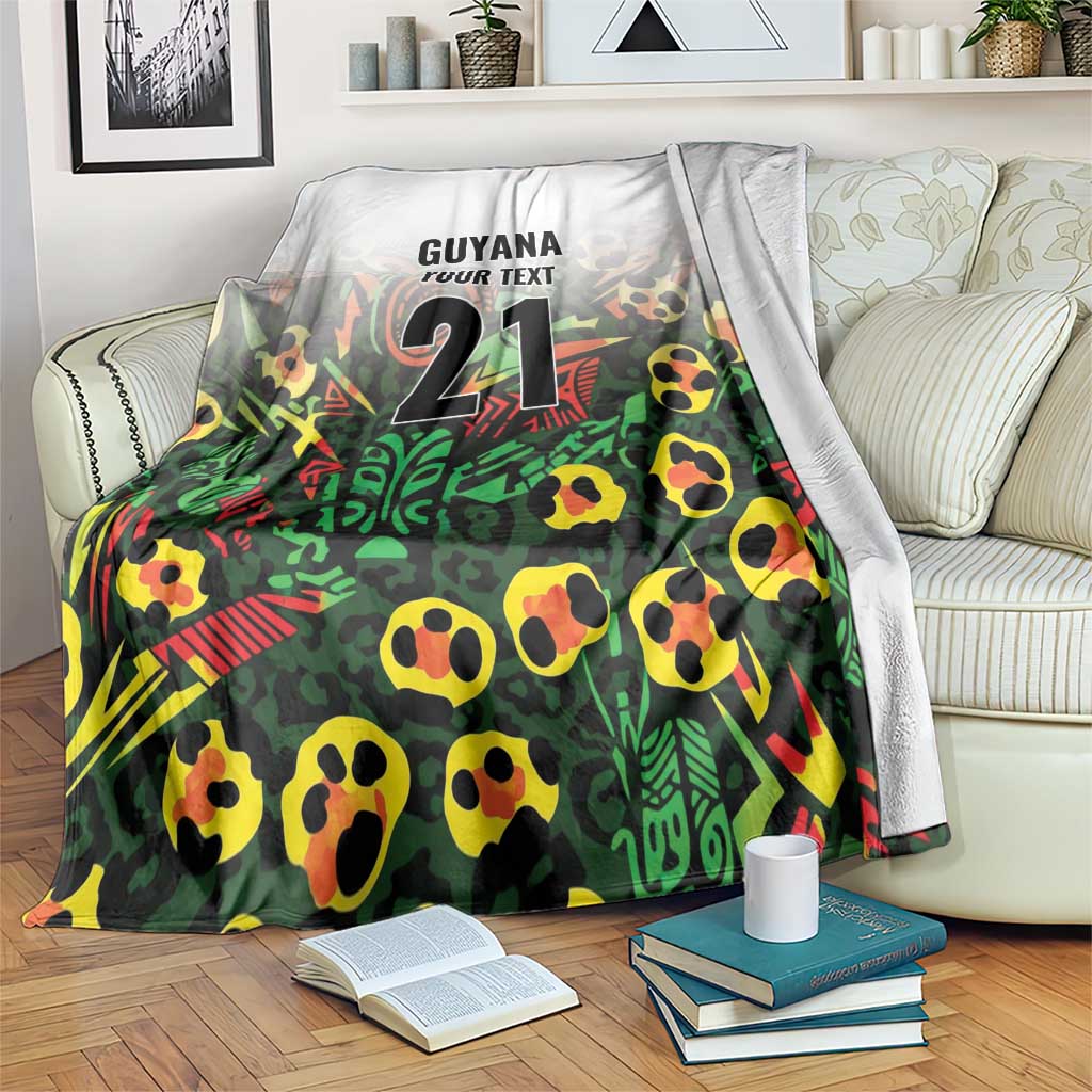 Custom Guyana Football Blanket Spirit of the Jaguar - White - Wonder Print Shop
