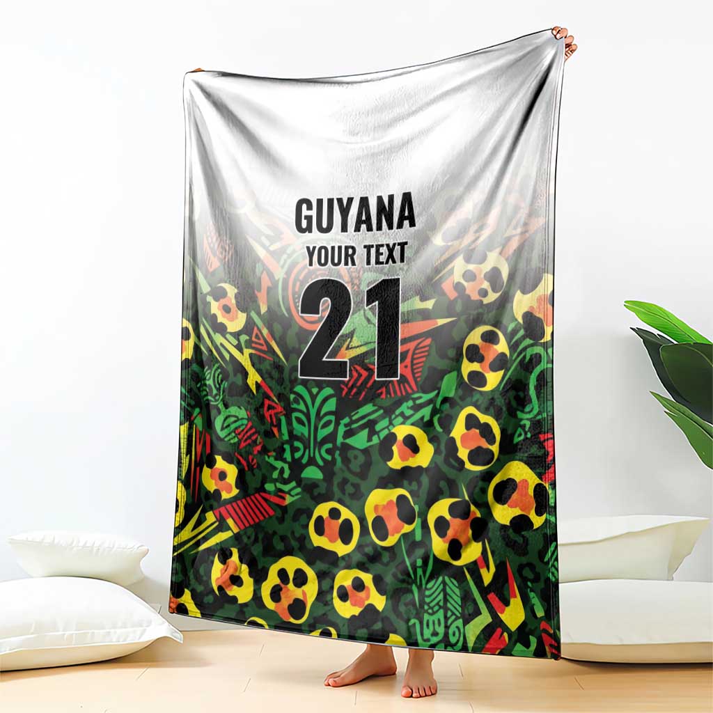 Custom Guyana Football Blanket Spirit of the Jaguar - White - Wonder Print Shop