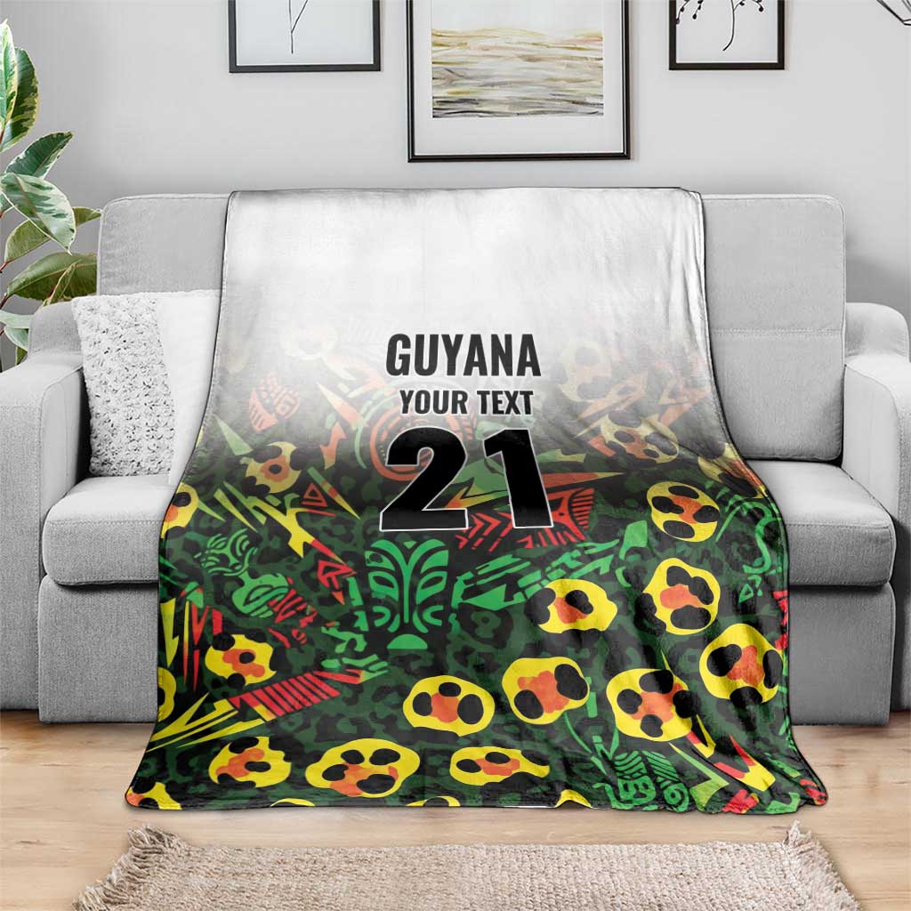 Custom Guyana Football Blanket Spirit of the Jaguar - White - Wonder Print Shop