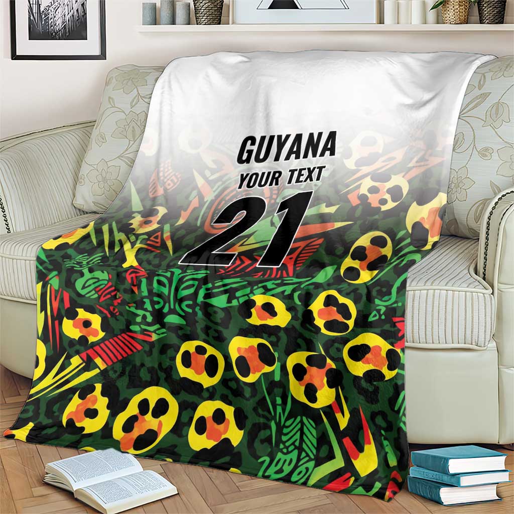 Custom Guyana Football Blanket Spirit of the Jaguar - White - Wonder Print Shop