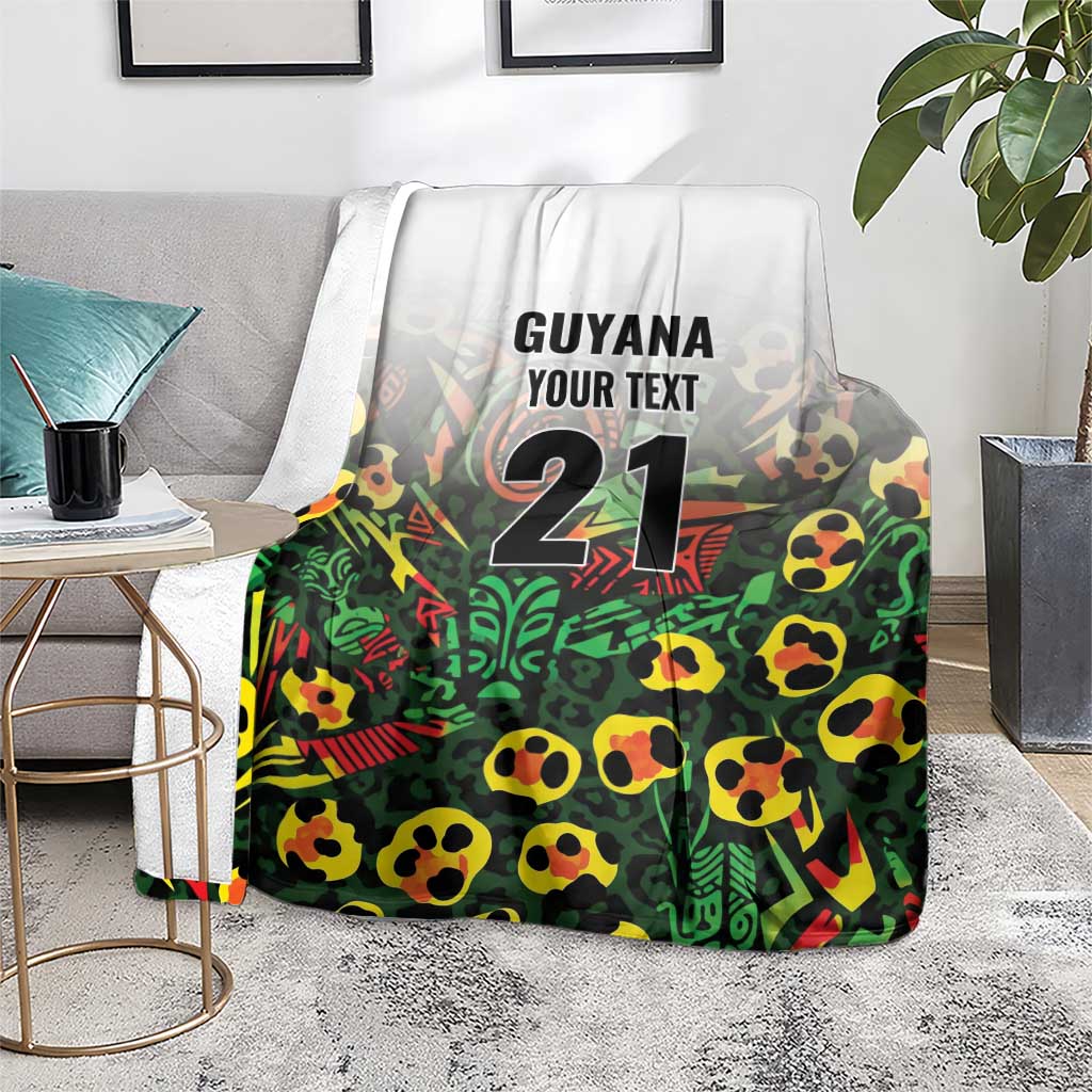 Custom Guyana Football Blanket Spirit of the Jaguar - White - Wonder Print Shop