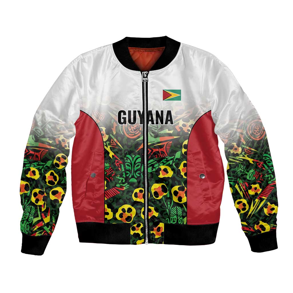 Custom Guyana Football Bomber Jacket Spirit of the Jaguar - White - Wonder Print Shop