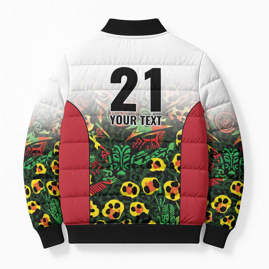 Custom Guyana Football Bomber Puffer Jacket Spirit of the Jaguar - White - Wonder Print Shop