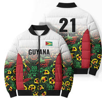 Custom Guyana Football Bomber Puffer Jacket Spirit of the Jaguar - White - Wonder Print Shop