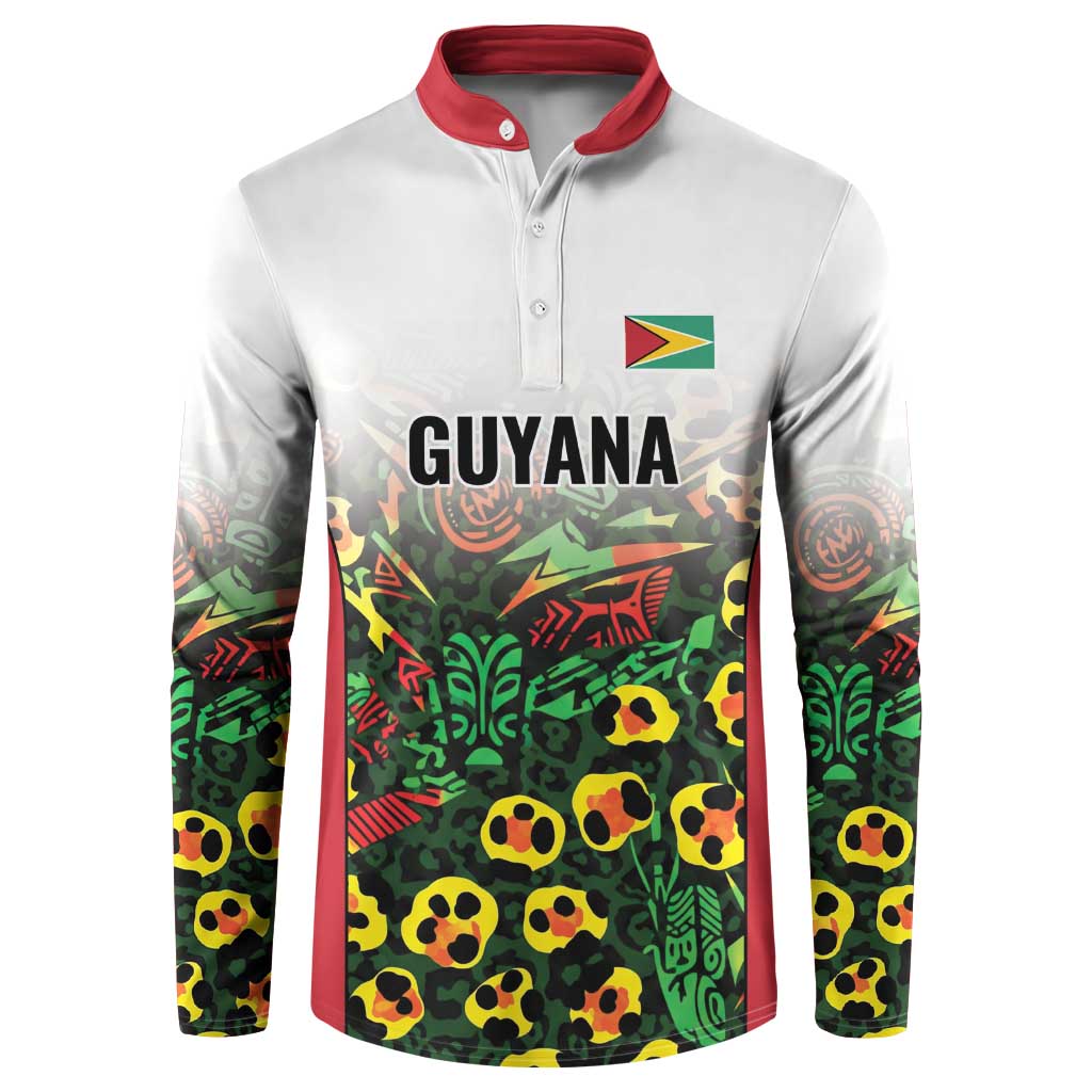 Custom Guyana Football Button Sweatshirt Spirit of the Jaguar - White - Wonder Print Shop