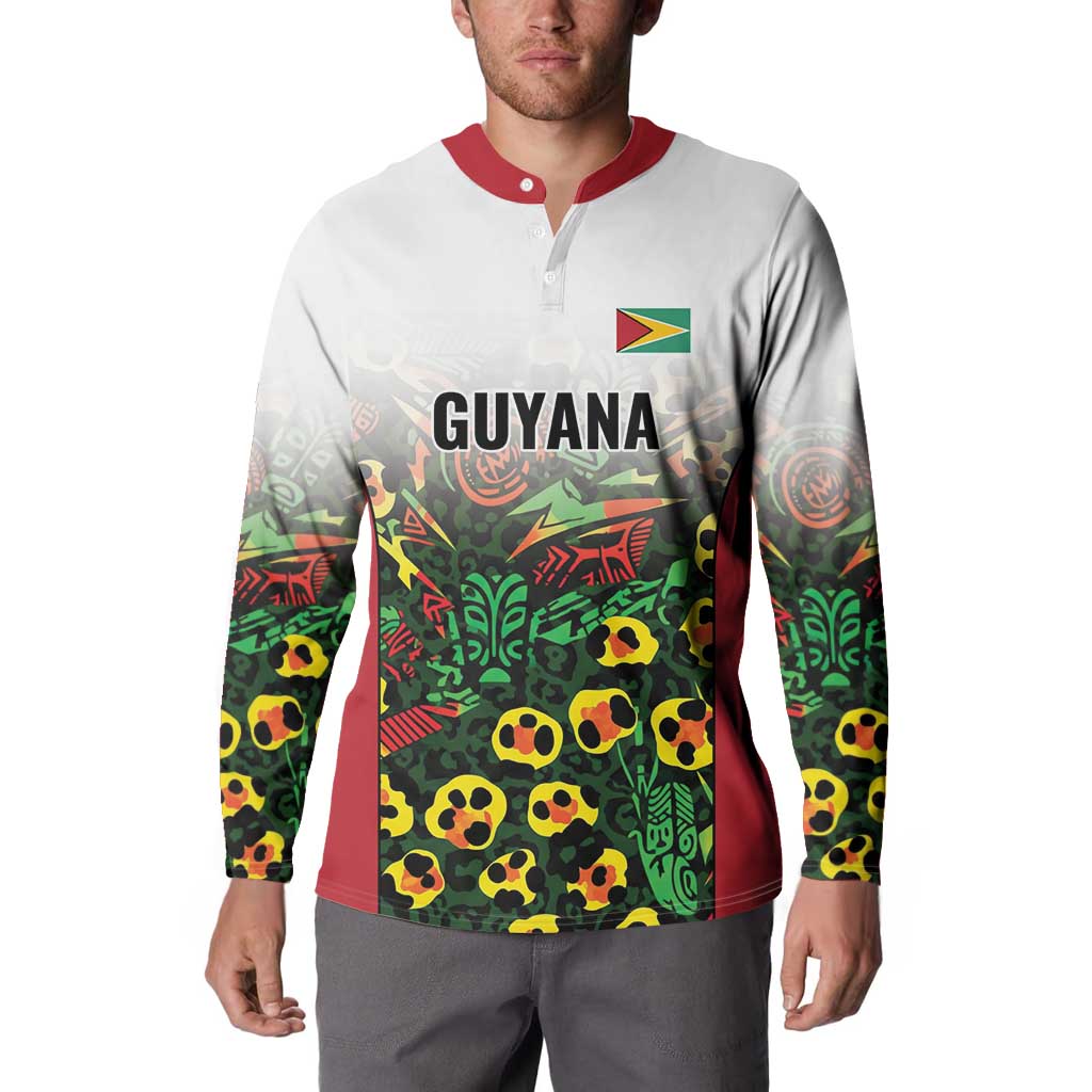 Custom Guyana Football Button Sweatshirt Spirit of the Jaguar - White - Wonder Print Shop