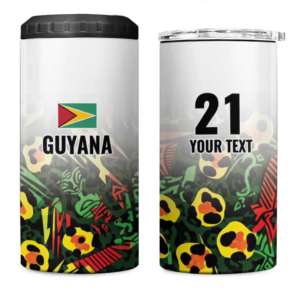 Custom Guyana Football 4 in 1 Can Cooler Tumbler Spirit of the Jaguar - White - Wonder Print Shop