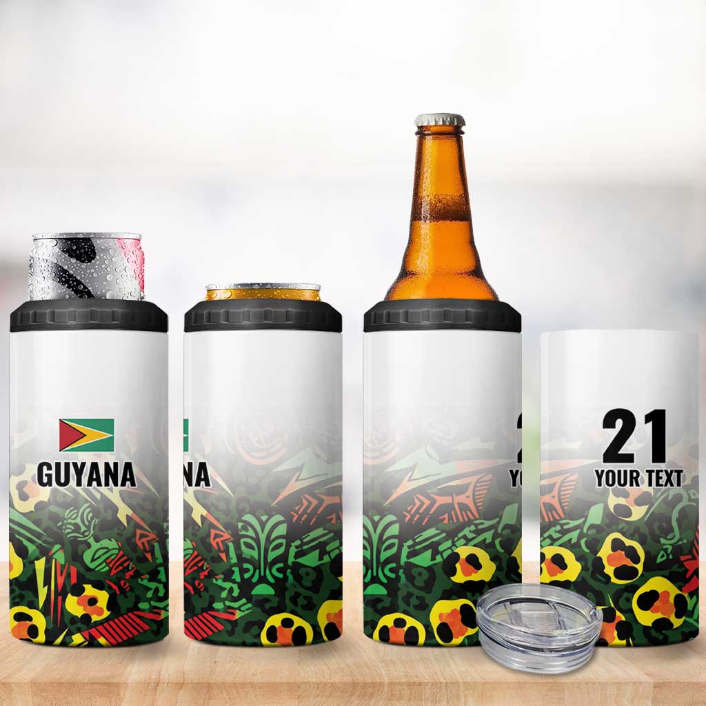 Custom Guyana Football 4 in 1 Can Cooler Tumbler Spirit of the Jaguar - White - Wonder Print Shop