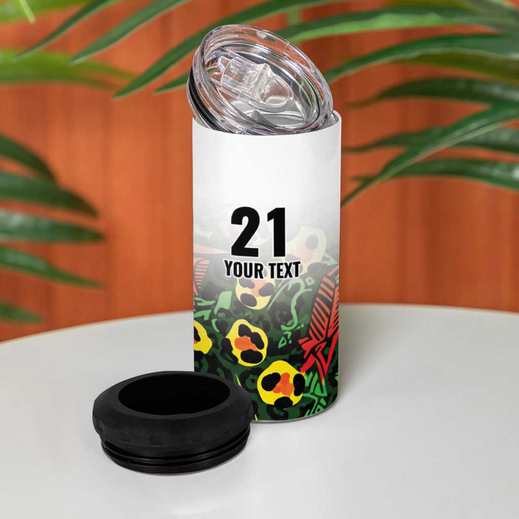 Custom Guyana Football 4 in 1 Can Cooler Tumbler Spirit of the Jaguar - White - Wonder Print Shop