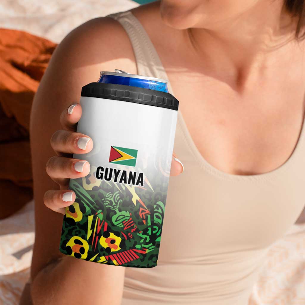 Custom Guyana Football 4 in 1 Can Cooler Tumbler Spirit of the Jaguar - White - Wonder Print Shop