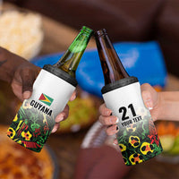 Custom Guyana Football 4 in 1 Can Cooler Tumbler Spirit of the Jaguar - White - Wonder Print Shop