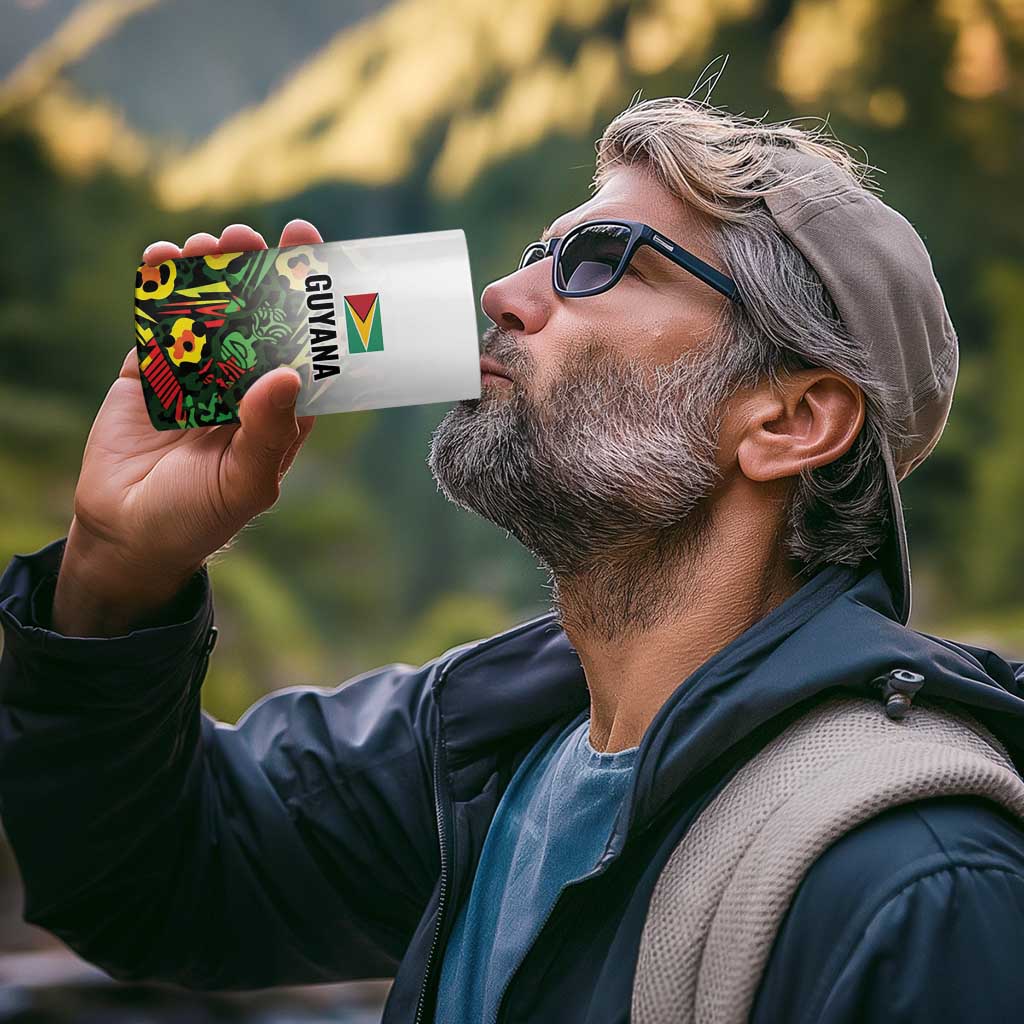 Custom Guyana Football 4 in 1 Can Cooler Tumbler Spirit of the Jaguar - White - Wonder Print Shop