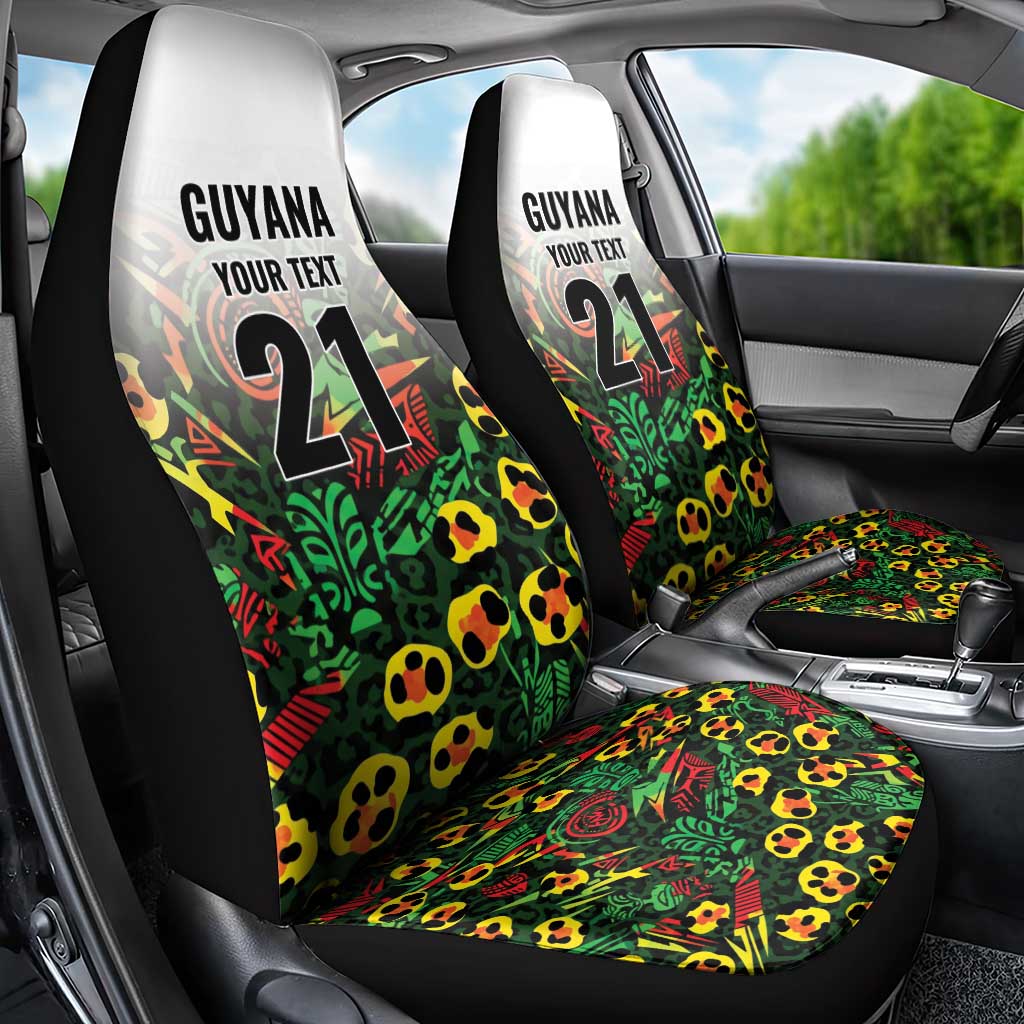 Custom Guyana Football Car Seat Cover Spirit of the Jaguar - White - Wonder Print Shop