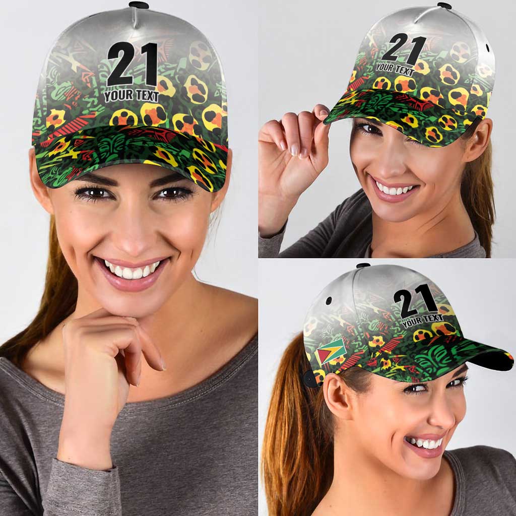 Custom Guyana Football Classic Cap Spirit of the Jaguar - White - Wonder Print Shop