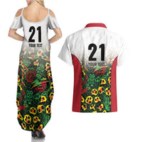 Custom Guyana Football Couples Matching Summer Maxi Dress and Hawaiian Shirt Spirit of the Jaguar - White - Wonder Print Shop