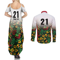 Custom Guyana Football Couples Matching Summer Maxi Dress and Long Sleeve Button Shirt Spirit of the Jaguar - White - Wonder Print Shop
