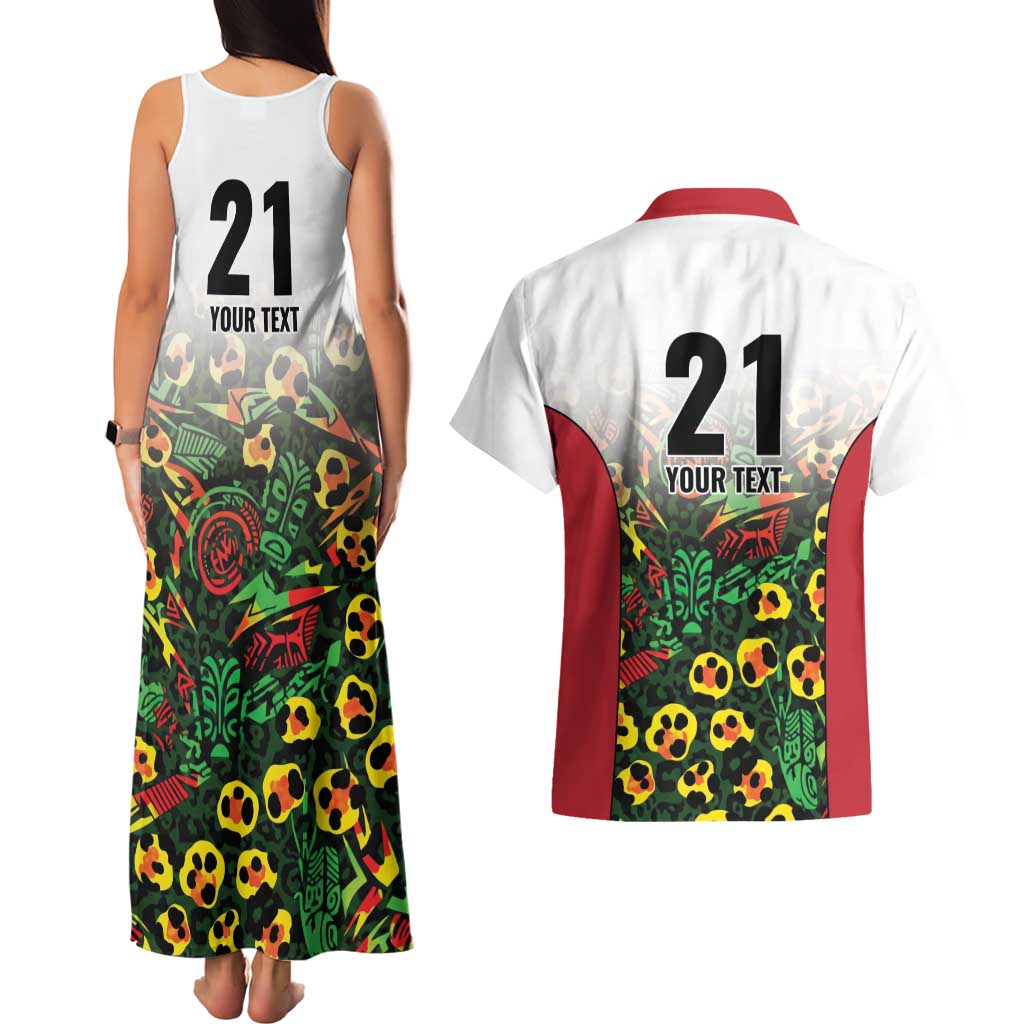 Custom Guyana Football Couples Matching Tank Maxi Dress and Hawaiian Shirt Spirit of the Jaguar - White - Wonder Print Shop