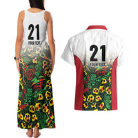 Custom Guyana Football Couples Matching Tank Maxi Dress and Hawaiian Shirt Spirit of the Jaguar - White - Wonder Print Shop