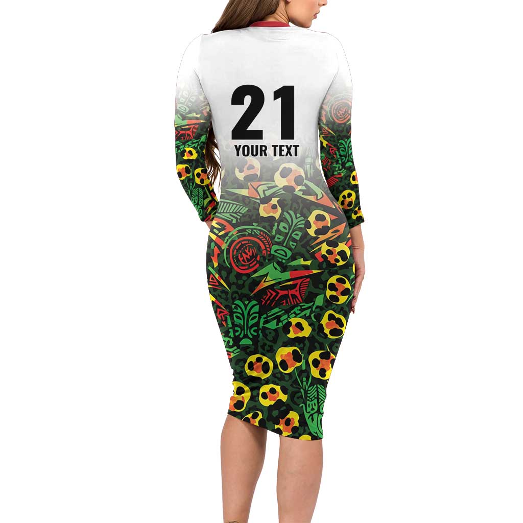 Custom Guyana Football Family Matching Long Sleeve Bodycon Dress and Hawaiian Shirt Spirit of the Jaguar - White - Wonder Print Shop