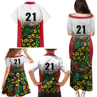 Custom Guyana Football Family Matching Puletasi and Hawaiian Shirt Spirit of the Jaguar - White - Wonder Print Shop