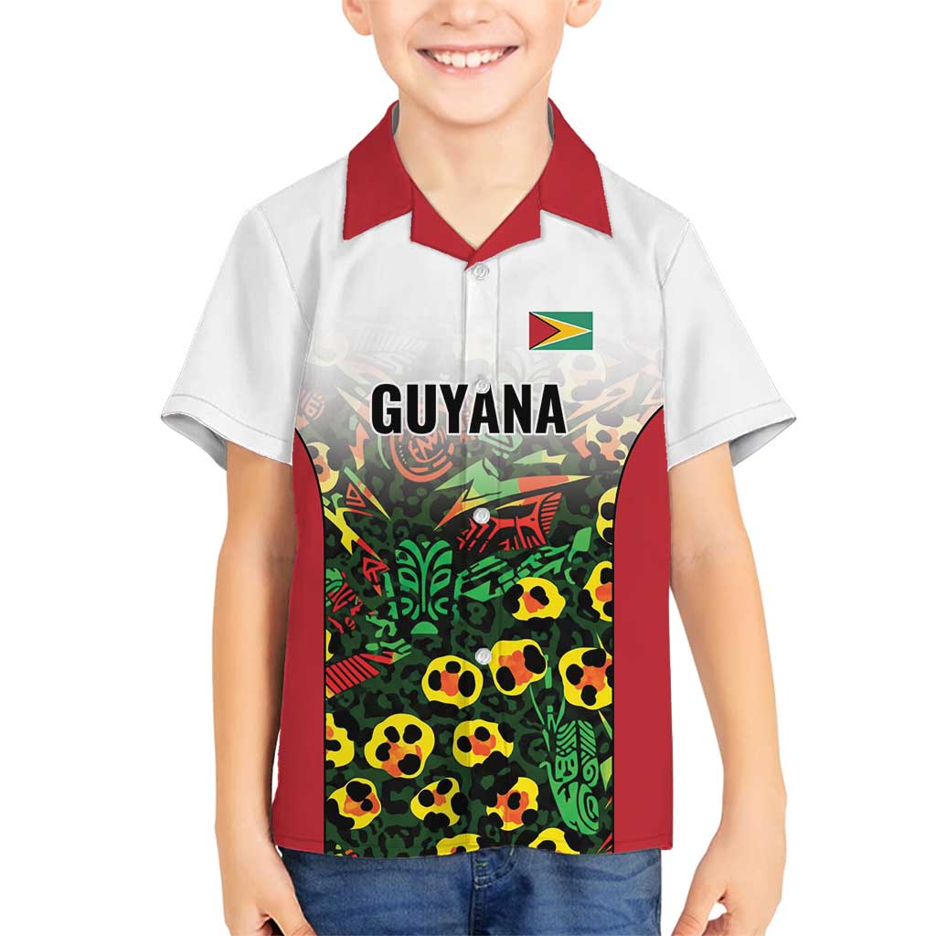 Custom Guyana Football Family Matching Puletasi and Hawaiian Shirt Spirit of the Jaguar - White - Wonder Print Shop