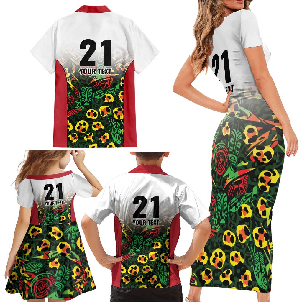 Custom Guyana Football Family Matching Short Sleeve Bodycon Dress and Hawaiian Shirt Spirit of the Jaguar - White - Wonder Print Shop