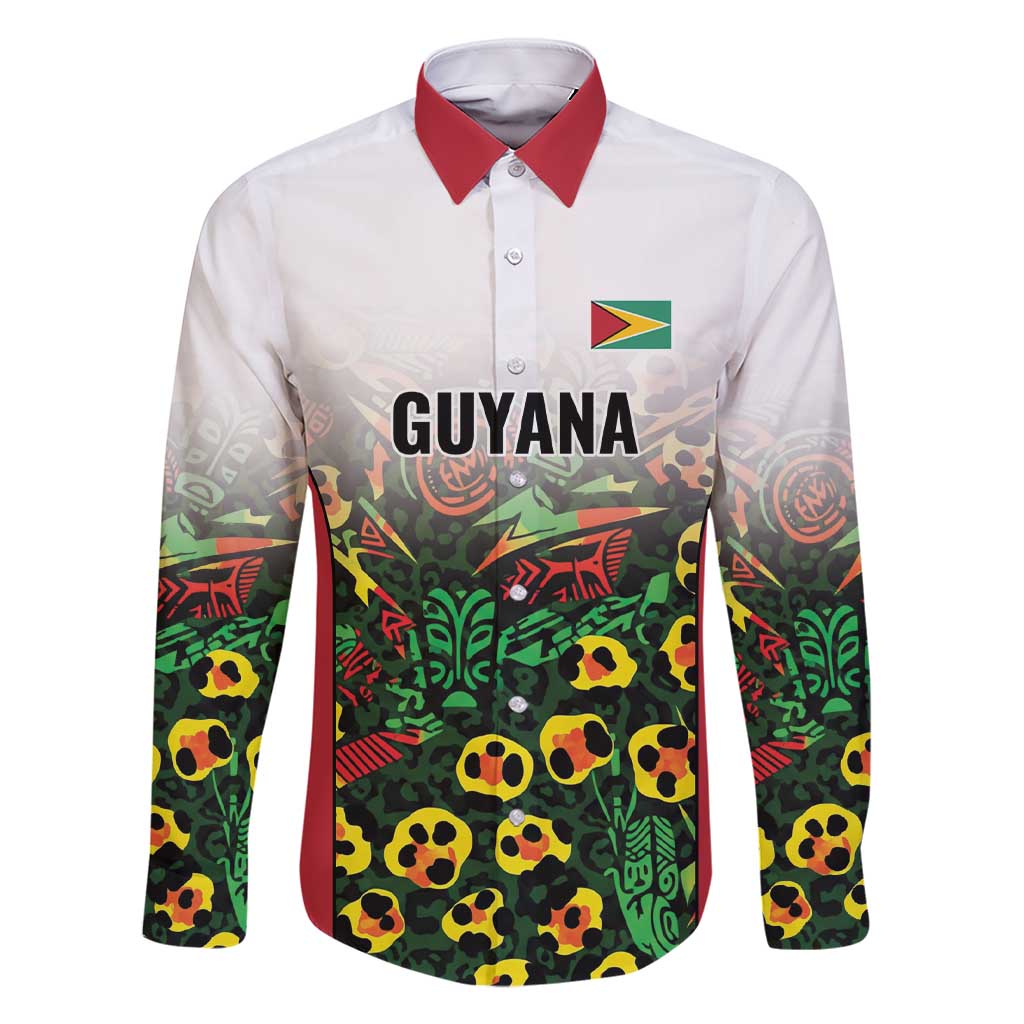 Custom Guyana Football Family Matching Short Sleeve Bodycon Dress and Hawaiian Shirt Spirit of the Jaguar - White - Wonder Print Shop