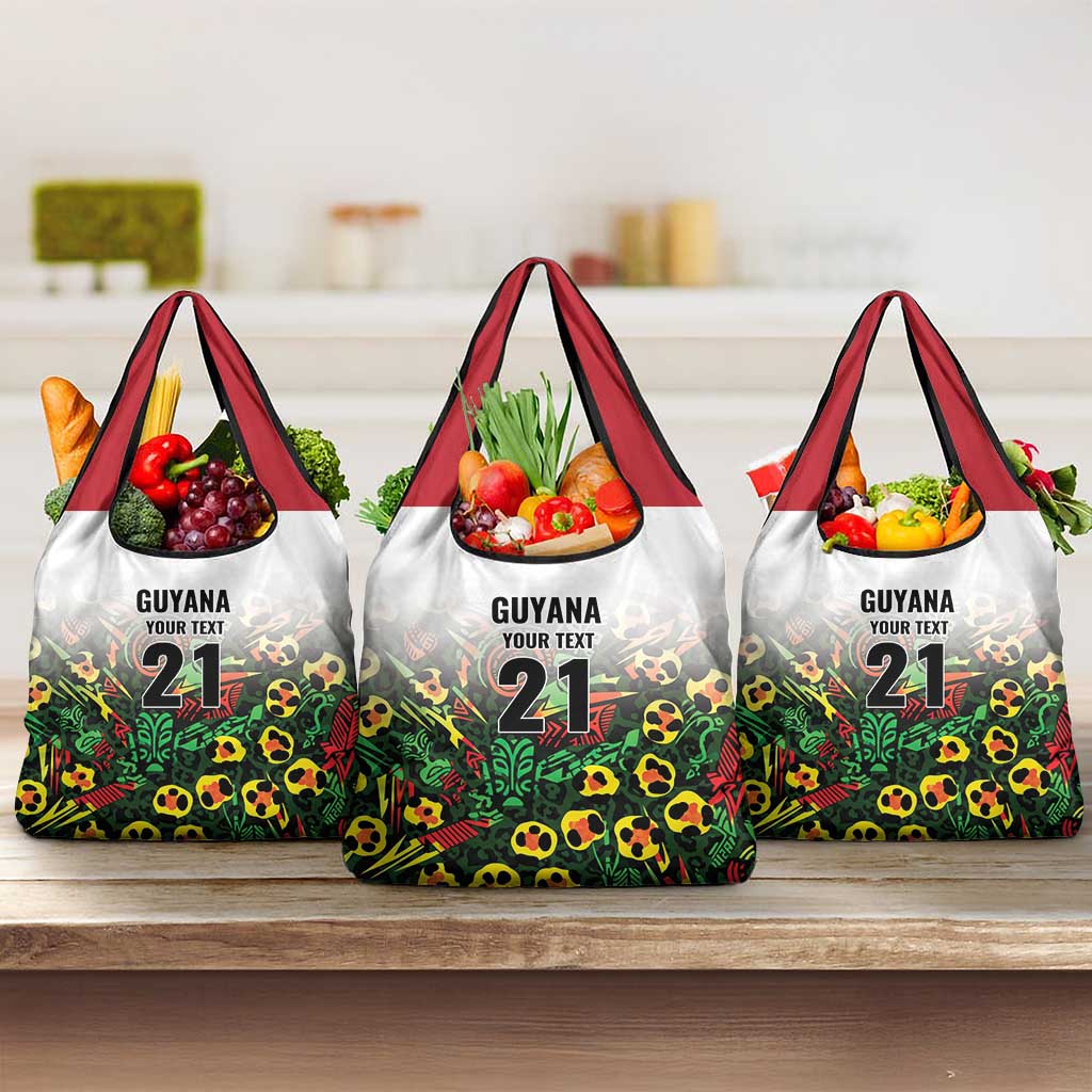 Custom Guyana Football Grocery Bag Spirit of the Jaguar - White - Wonder Print Shop