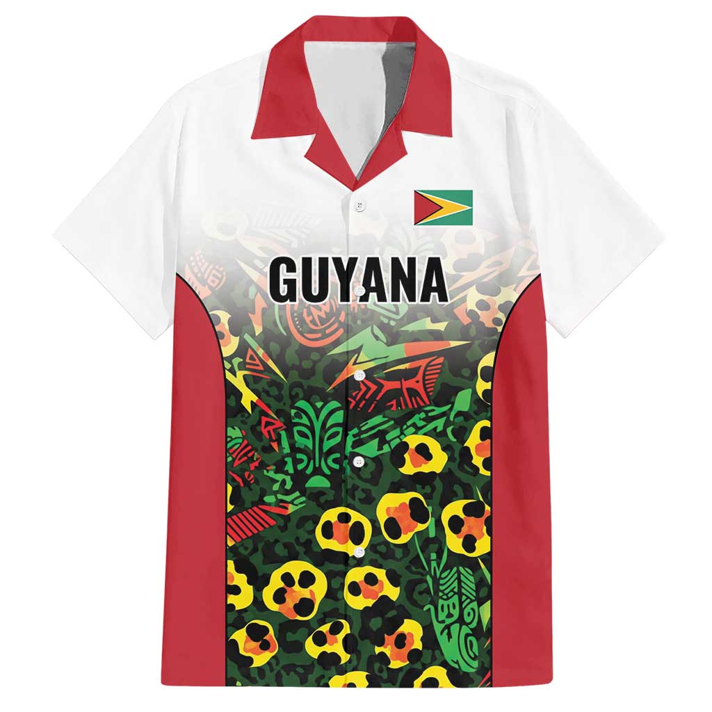 Custom Guyana Football Hawaiian Shirt Spirit of the Jaguar - White - Wonder Print Shop