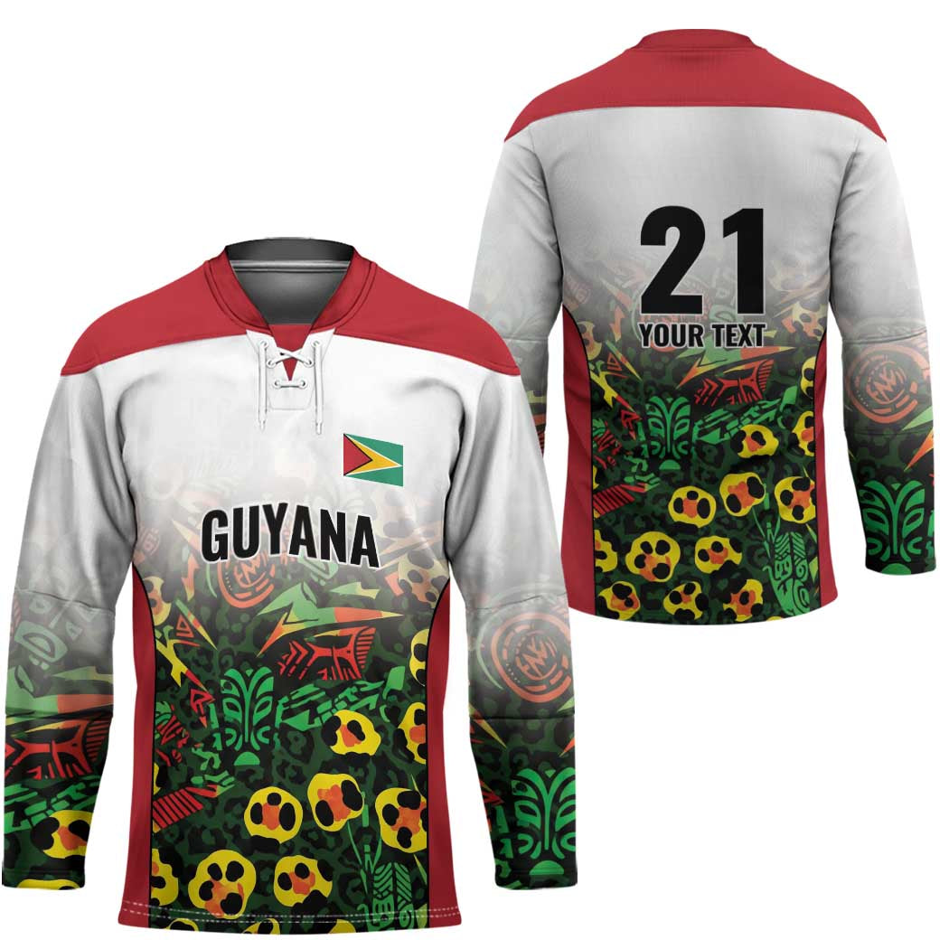 Custom Guyana Football Hockey Jersey Spirit of the Jaguar - White - Wonder Print Shop