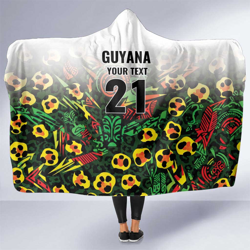 Custom Guyana Football Hooded Blanket Spirit of the Jaguar - White - Wonder Print Shop