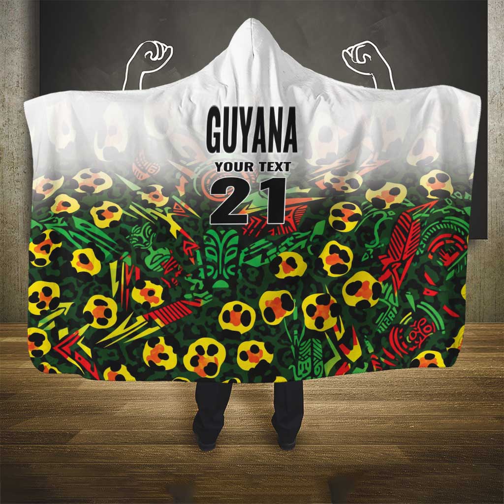 Custom Guyana Football Hooded Blanket Spirit of the Jaguar - White - Wonder Print Shop