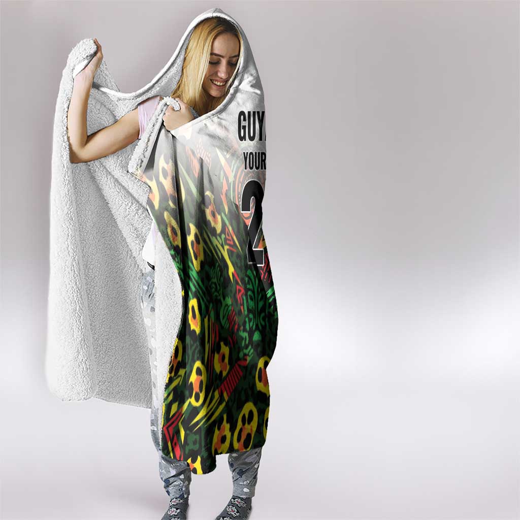 Custom Guyana Football Hooded Blanket Spirit of the Jaguar - White - Wonder Print Shop