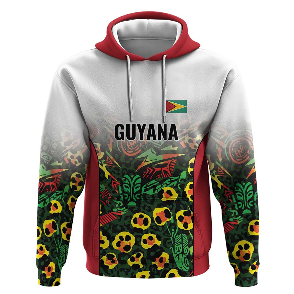 Custom Guyana Football Hoodie Spirit of the Jaguar - White - Wonder Print Shop