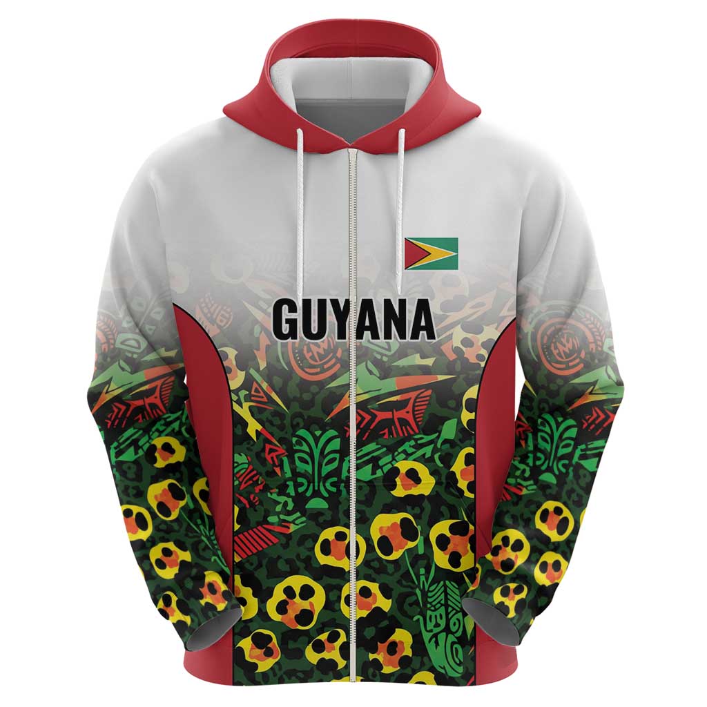 Custom Guyana Football Hoodie Spirit of the Jaguar - White - Wonder Print Shop