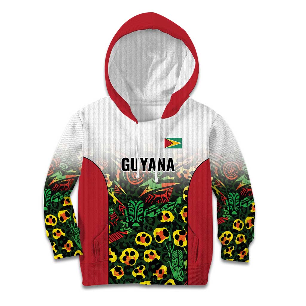 Custom Guyana Football Kid Hoodie Spirit of the Jaguar - White - Wonder Print Shop