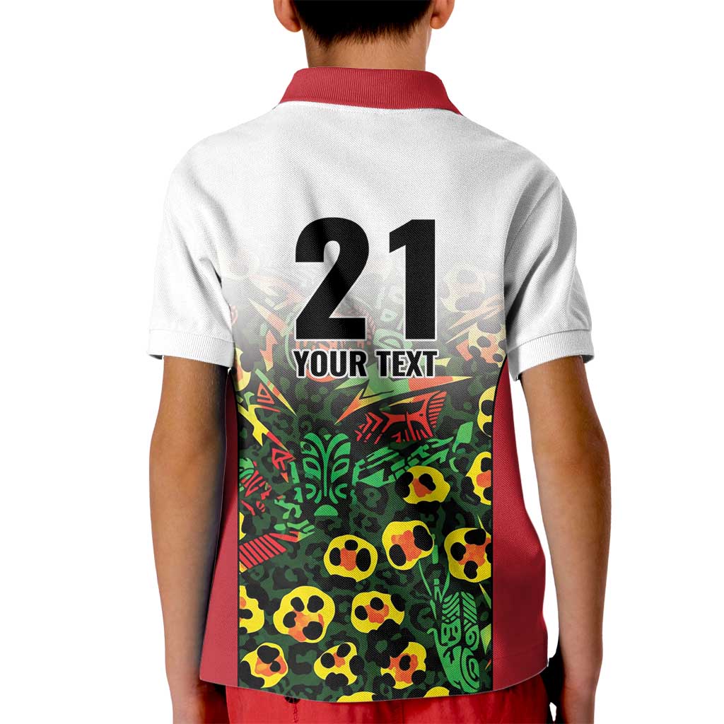 Custom Guyana Football Kid Polo Shirt Spirit of the Jaguar - White - Wonder Print Shop