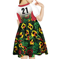 Custom Guyana Football Kid Short Sleeve Dress Spirit of the Jaguar - White - Wonder Print Shop